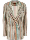 Missoni Striped Double-breasted Blazer Jacket In Blue