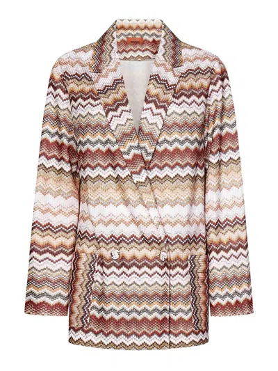 Missoni Double-breasted Blazer In Brown