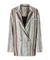Missoni Multicolored Striped Double-breasted Lamé Blazer In Gray