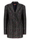 Missoni Double-breasted Checked Blazer Featuring Sequins In Brown