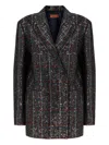 Missoni Double-breasted Checked Blazer Featuring Sequins In Gray