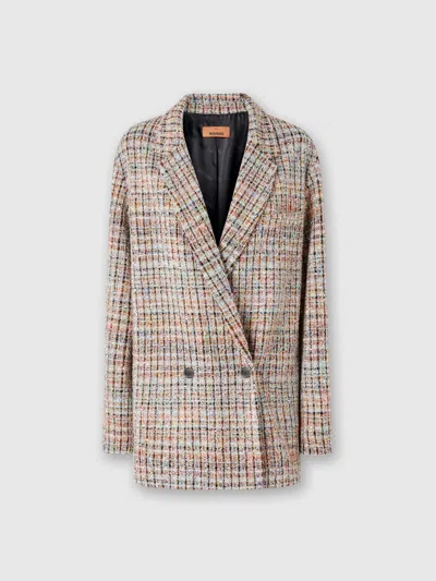 MISSONI ZWEIREIHIGER BOUCLÉ-KARIERTER BLAZER MIT PAILLETTEN