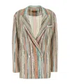 Missoni Striped Double-breasted Blazer Jacket In Nude