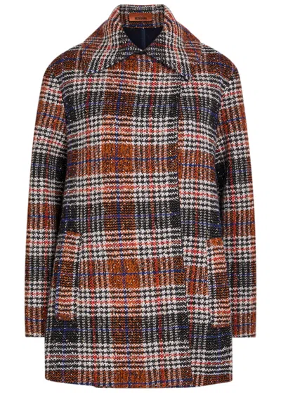 Missoni Double-breasted Tartan Wool-blend Peacoat In Multi