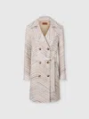 Missoni Double-breasted Trench Coat With Wavy Zigzag Pattern In Multi