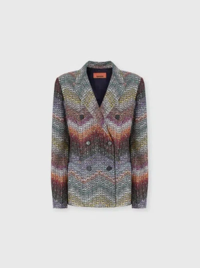 Missoni Double-breasted Viscose Lamé Blazer With Sequins In Multi