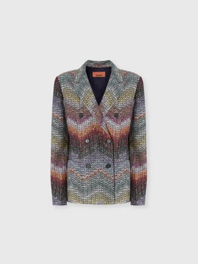 Missoni Double-breasted Viscose Lamé Blazer With Sequins In Multi
