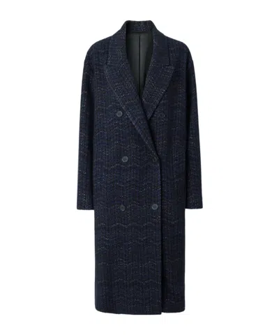 Missoni Double-breasted Cashmere And Viscose Coat In Blue