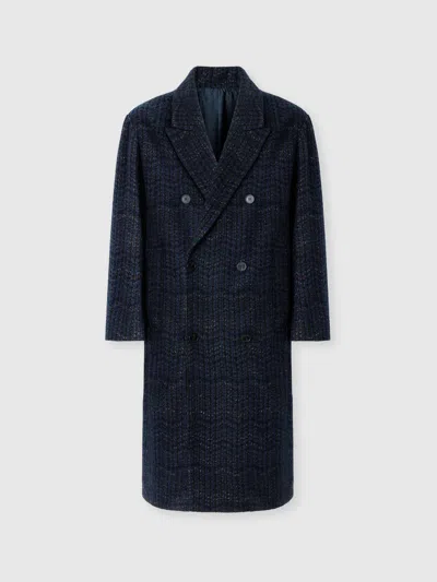 Missoni Double-breasted Cashmere And Viscose Coat In Blue