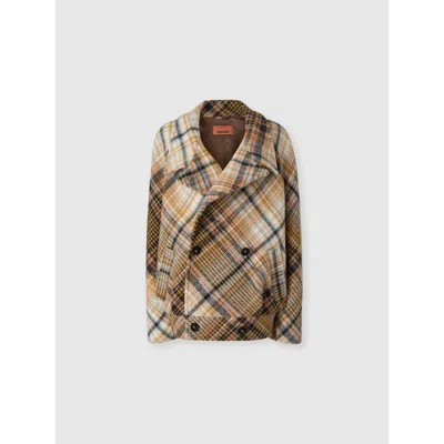 Missoni Double-breasted Raglan Jacket In Brown