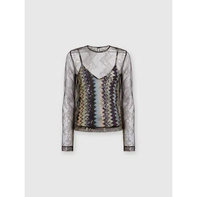Missoni Doubled Blouse In Sequined Tulle In Multicoloured
