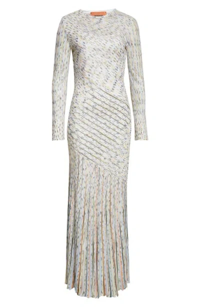 Missoni Draped Effect Rib Long Sleeve Maxi Dress In Gray