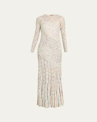 Missoni Draped Striped Sequined Ribbed-knit Maxi Dress In Multi