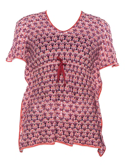 Pre-owned Missoni Drawstring Patterned Top In Purple