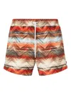 Missoni Elastic Waist Swimming Trunks In Orange