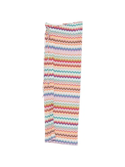 Missoni Drawstring Zigzag Long Skirt In White
