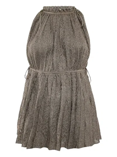 Pre-owned Missoni Drawstrings Pleated Mini Dress In Silver