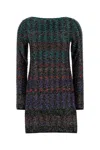 Missoni Mini Dress With Chevron And Stripe Pattern In Green