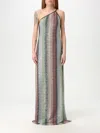 Missoni Womens Green Red And Sky Tones Striped One-shoulder-strap Knitted Maxi Dress In Multicolor