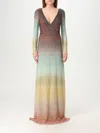 Missoni Plunging Metallic Ombre Knit Long-sleeve Maxi Dress In Multicolor