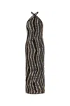 Missoni Halterneck Maxi Dress With Wave Pattern In Black