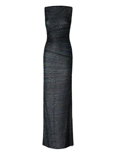 Missoni Boat Neck Embellished Sleeveless Long Dress In Black