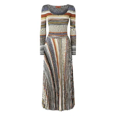 Missoni Langes Kleid Mit Plissiertem Rock Und Streifen In Multi