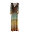 Missoni Plunging Metallic Ombre Knit Long-sleeve Maxi Dress In Multi-color