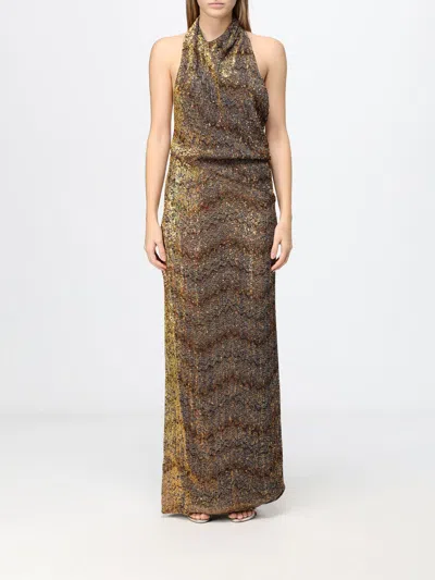 Missoni Dress Woman Color Gold In Brown