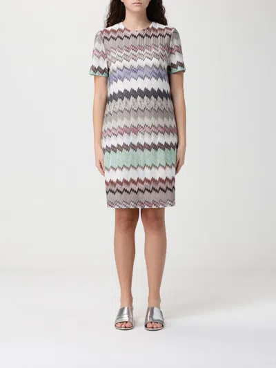 Missoni Zig Zag Short Dress In Neutral