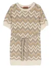 Missoni Zigzag-knit Belted Minidress In Beige