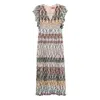 Missoni Striped Metallic-knit Midi Dress In Brown