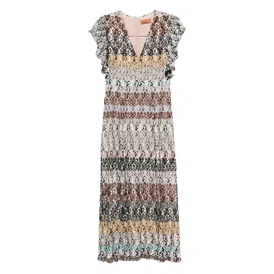 Missoni V-neck Midi Dress In Multi