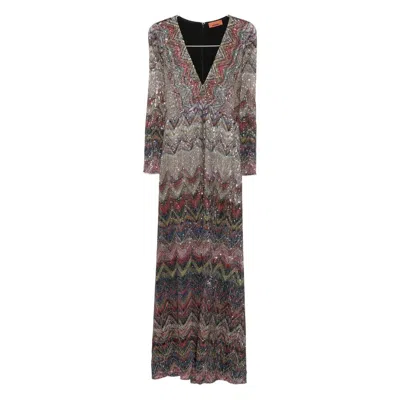 Missoni Zigzag-woven Midi Dress In Gray
