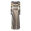 Missoni Langes Kleid Mit Plissiertem Rock Und Streifen In Gray