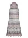 Missoni High-neck Sleeveless Zig-zag Patterned Dress In Multicolor