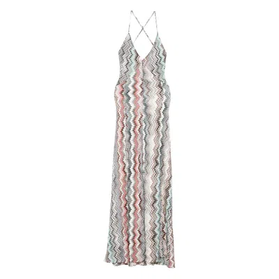 Missoni Long V-neck Dress With Snake Pattern In Multi