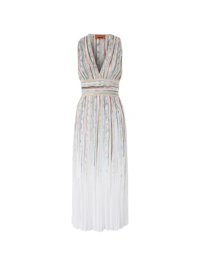 Missoni Striped Knit Midi Dress Empire Waist In Multi