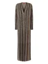 Missoni Striped Maxi Dress With V-neckline And Sequins In Brown