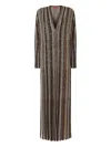 Missoni Long Dress With V-neck And Herringbone Stripe Knit In Multi