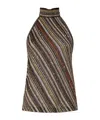 Missoni Diagonal Striped Beige And Brown Sleeveless Top In Brown