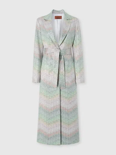 Missoni Duster Coat With Belt And Sequin Applications In Multi