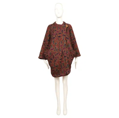 Pre-owned Missoni Early 1980's  Woven Heavy Sweater Coat In Brown