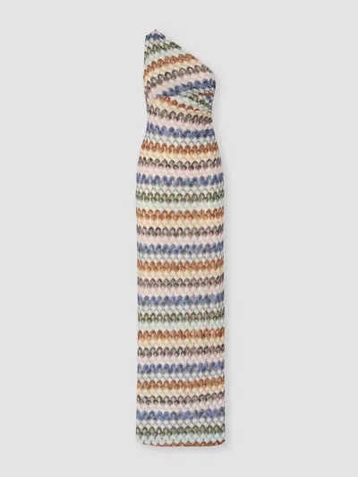 Missoni Einseitiges Langes Kleid Aus Viskose-lamé In Multi