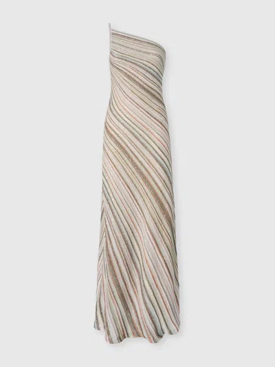 Missoni Einseitiges Langes Kleid Mit Streifen Und Pailletten In Brown