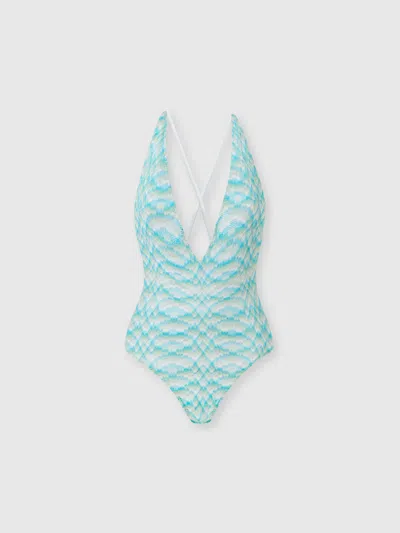 Missoni Einteiler Aus Schattierter Lamé-viskose In Blue