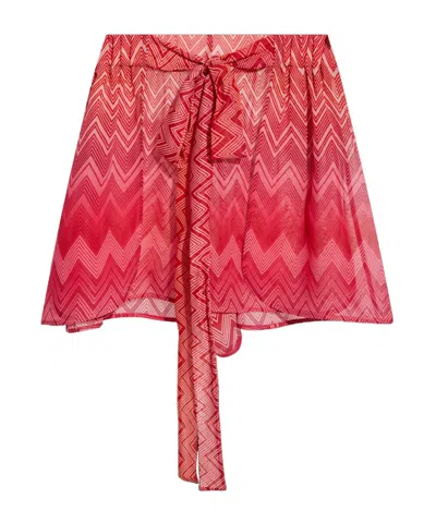 MISSONI MISSONI PRINTED BELTED SATIN COVER-UP SHORTS