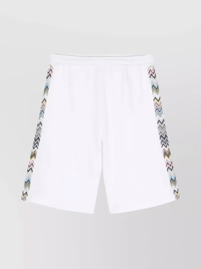 Missoni Elastic Waistband Side Stripe Detail Shorts In White