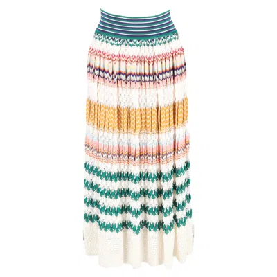Missoni Elasticated Striped Pattern Maxi Skirt In Multicolor Rayon