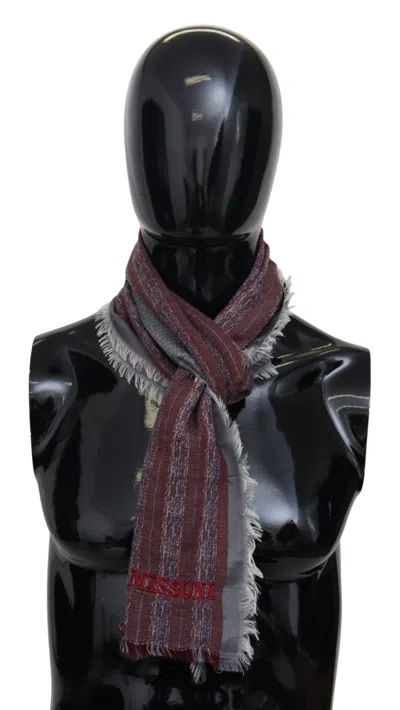 MISSONI ELEGANT WOOL STRIPED LOGO MEN'S SCARF
